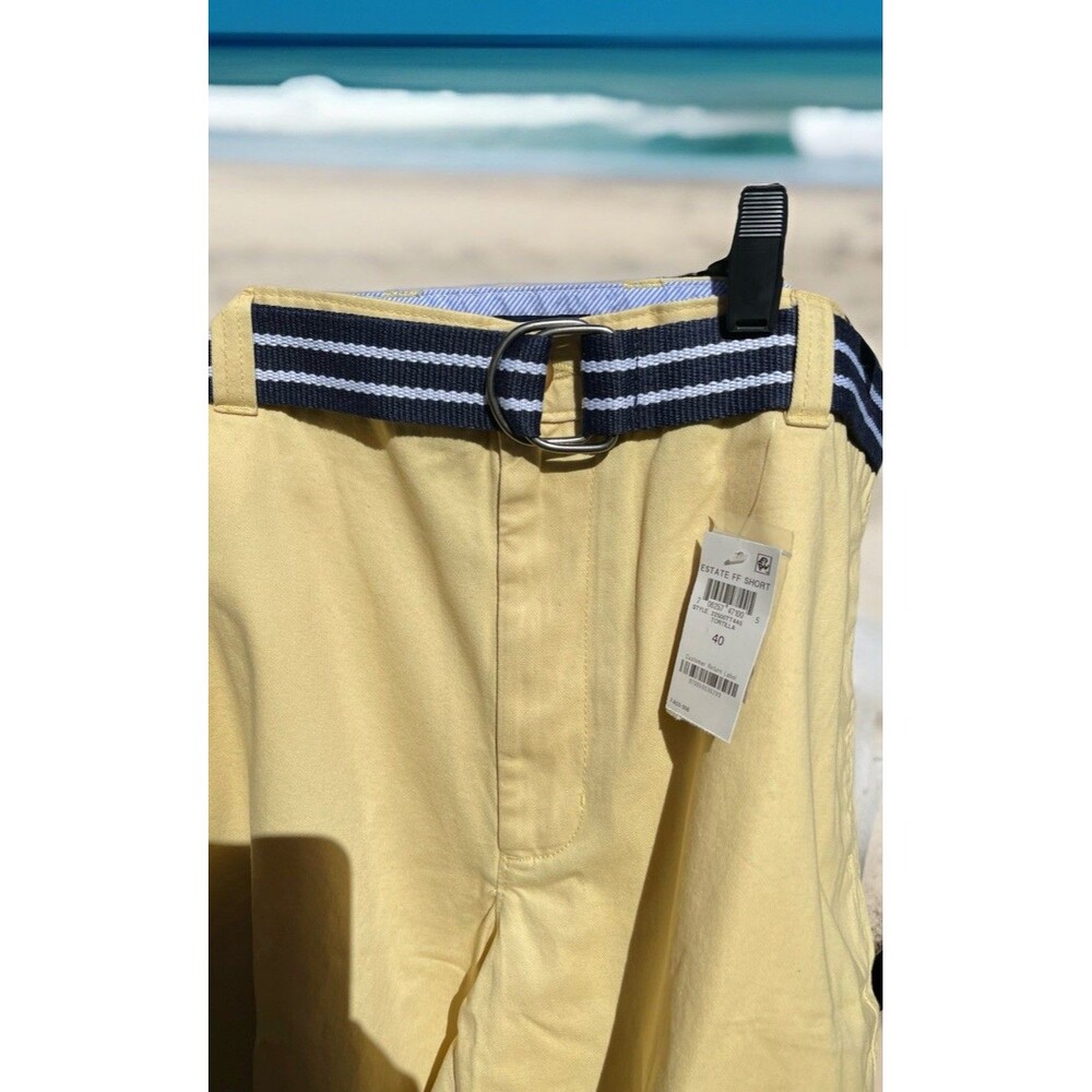 Club Room Estate Flat Front Yellow Belted 100% Cotton Chino Casual Men 40 NWT